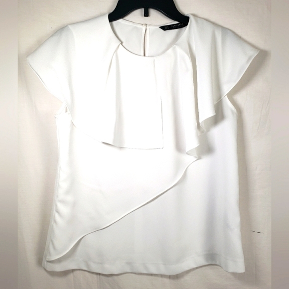 Zara Basic White Collared Shirt Sz M - Picture 3 of 7